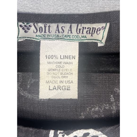 Soft As a Grape Cape Cod Tropical Fish 100% Linen Black Shift Dress Size Large - Picture 6 of 6